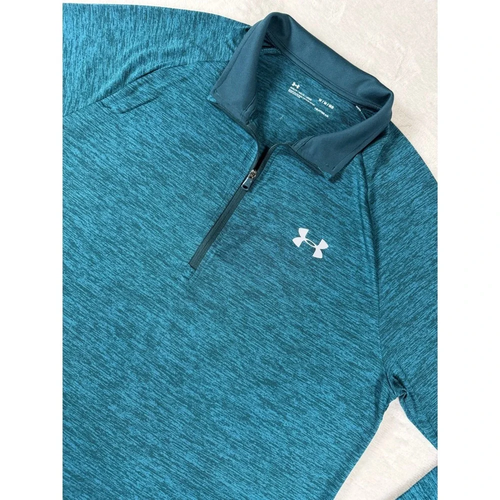 Under Armour HeatGear Tech 1/4 Zip Pullover Polyester Teal Mens M
